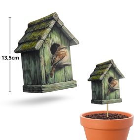 Nyomtatott dekorkarton - Madáretető zöld 11,2x13,7cm