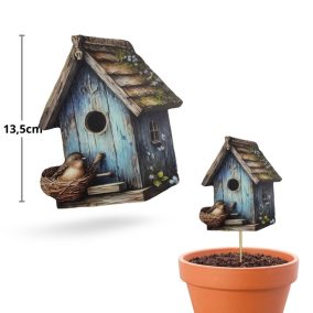 Nyomtatott dekorkarton - Madáretető kék 12,2x13,7cm