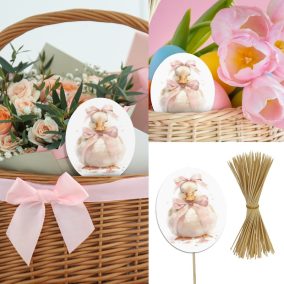   Nyomtatott dekorkarton - Masnis kacsa ovál tábla 3db/csomag