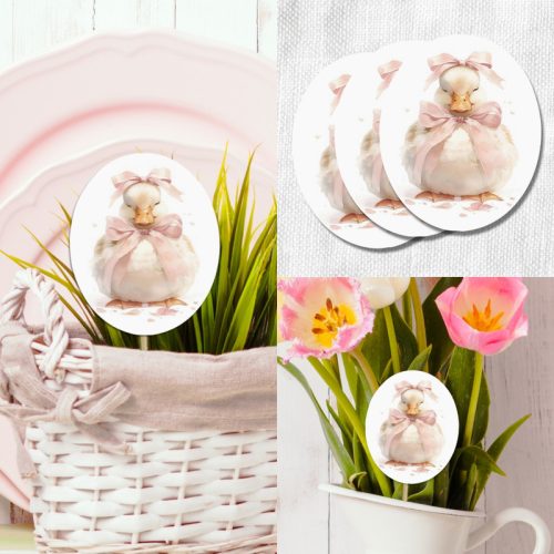 Nyomtatott dekorkarton - Masnis kacsa ovál tábla 3db/csomag