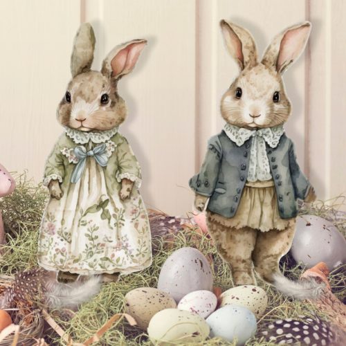 Nyomtatott dekorkarton - Klasszik nyuszi pár 18cm 2db/csomag