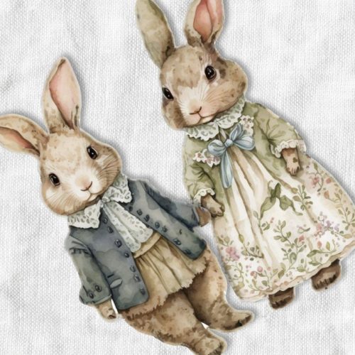 Nyomtatott dekorkarton - Klasszik nyuszi pár 18cm 2db/csomag