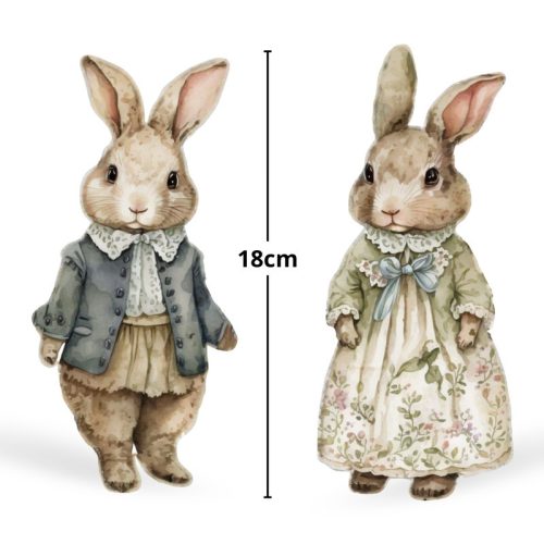 Nyomtatott dekorkarton - Klasszik nyuszi pár 18cm 2db/csomag