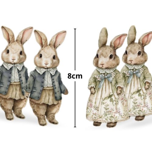 Nyomtatott dekorkarton - Klasszik nyuszi pár 8cm 4db/csomag