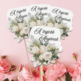   Nyomtatott dekorkarton - A legjobb anyának virágos tábla 4db/cs