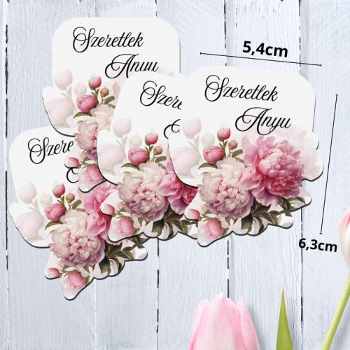 Nyomtatott dekorkarton - Szeretlek anyu virágos tábla 4db/cs