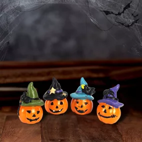 Halloween kalapos tökök 4db/csomag