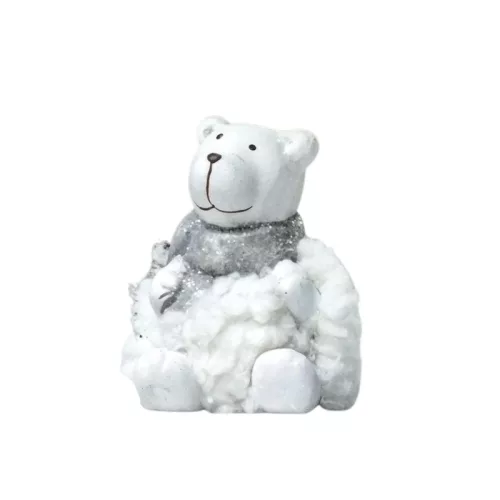 Kerámia jeges mackó fehér pihe-puha bundában