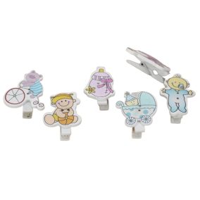Fa csipesz babaváró figurás 6 csipesz/csomag