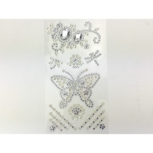 Öntapadós flitter lepkés ezüst - KIFUTÓ