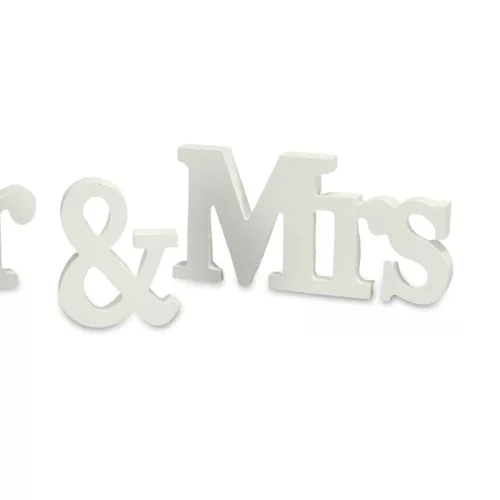 Mr&Mrs fa asztali felirat fehér