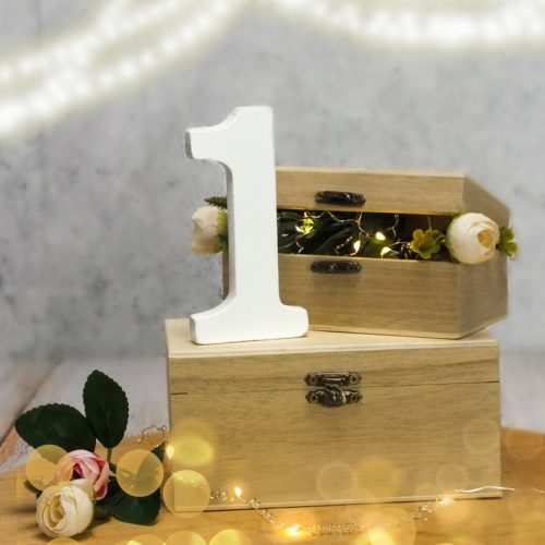 Fa asztalszámok fehér 1-es 1db/csomag