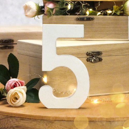 Fa asztalszámok fehér  5-ös 1db/csomag