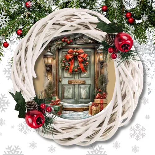 Piros bogyós ág tobozzal