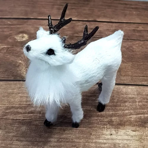 Bőgő szarvas fehér prémium 10cm