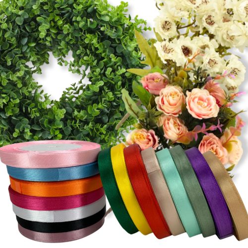 Szatén szalag 1cm x 22méter 15db - OKOSÁR!