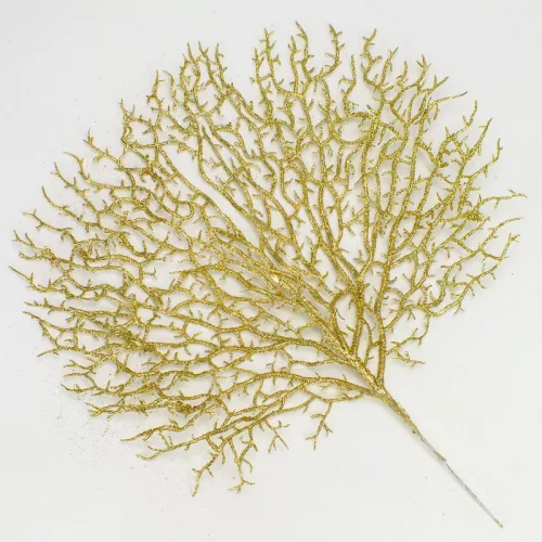 Korall levél csillámos arany 10db/csomag