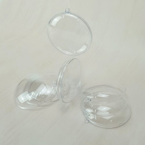 Ajándéktartó szétválasztható gömb műanyag lapos 7x2,5cm 5db/cs