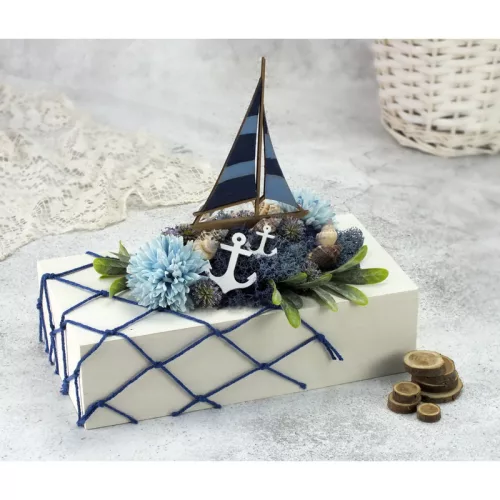 Krizantém fej - pasztell kék 4db/cs