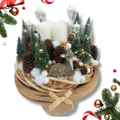 Őzike ülő hamvas prémium 6cm 24/#