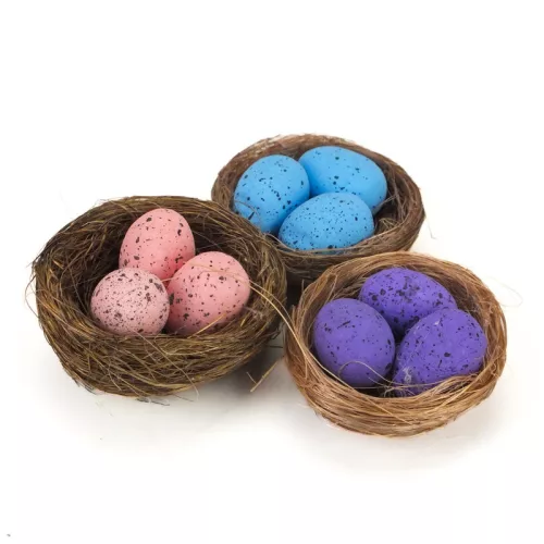 Tojások fészekben lila-rózsaszín-kék