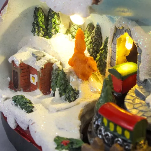 Karácsonyi csizma lak korcsolyázókkal világítós-zenélős 