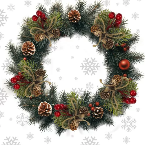 Téli pick- tobozos fenyős bogyós ág