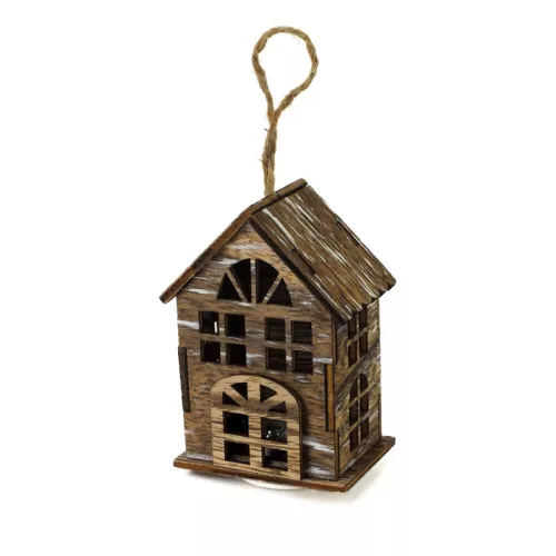 Házikó fából ledvilágítással vintagebarna