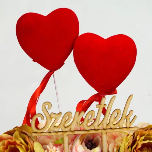 Beszúrós bársony szív 4,5cm 12db/csomag