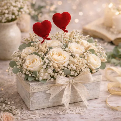 Beszúrós bársony szív 4,5cm 12db/csomag