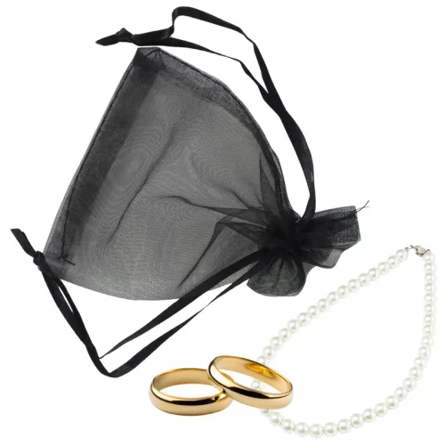 Organza tasak fekete 12db/cs