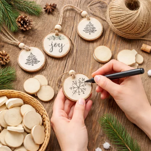 Natúr ovális fa szeletek vegyes 2-6cm 0,5kg/csomag