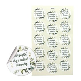   Matrica - köszönjük, hogy velünk... - zöld leveles 15db/lap