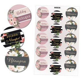 Matrica - Boldog nőnapot kerek matricák 15db/lap