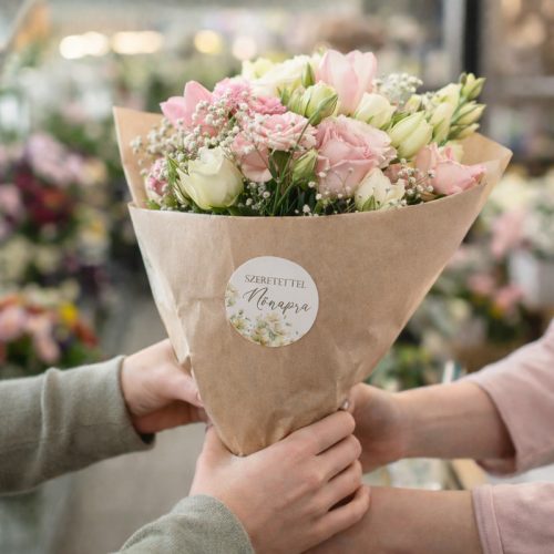 Matrica - Boldog nőnapot kerek matricák - pasztell 15db/lap