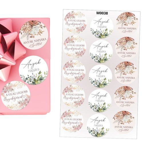 Matrica - Anyák napi kerek matricák - pasztell 15db/lap