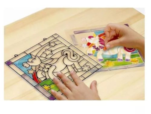 Melissa & Doug Kreatív játék, Ólomüveg képkészítő készlet, unikornis 6+ éveskortól