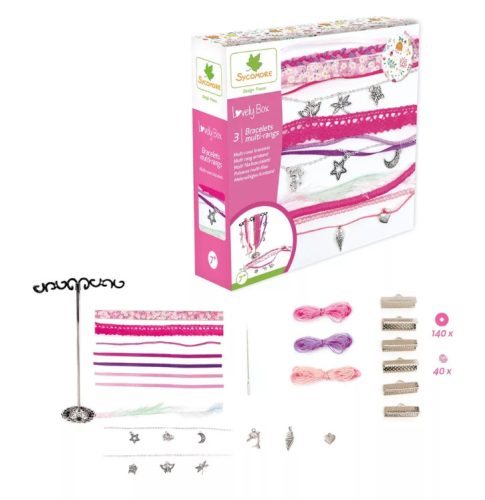 Sycomore kreatív készlet – Többrétegű karkötők gyöngyökből és szalagokból, 6+éves kortól gyerekeknek 