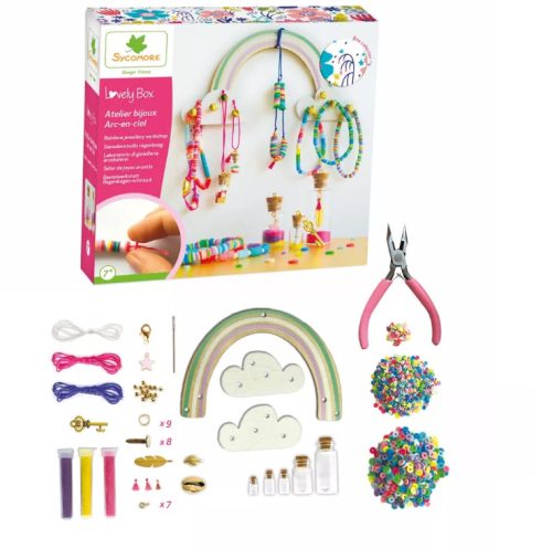 Sycomore nagyméretű, bájos dobozos kreatív színes ékszerkészlet – szivárvány 6+ éves kortól