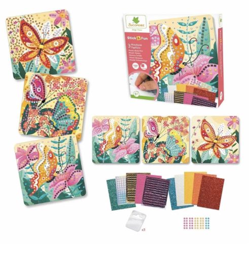 Sycomore Stick’n Fun kreatív készlet – Pillangós mozaikfestmények gyerekeknek, 5+ éves kortól 5