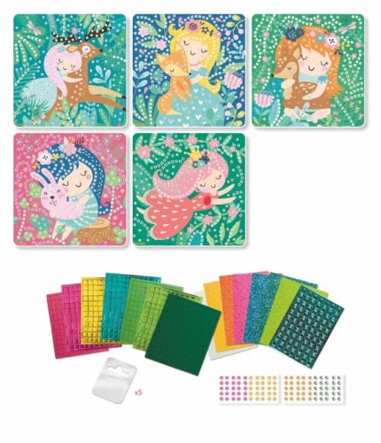 Sycomore Stick’n Fun kreatív készlet – Erdei hercegnők mozaikfestményei 5+ éves kortól gyermekeknek 5