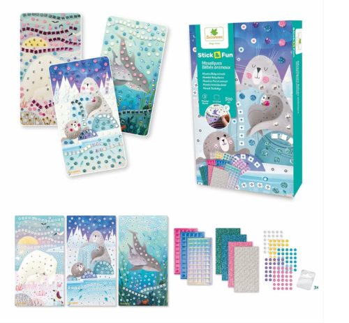 Sycomore Stick’n Fun kreatív készlet – Mozaikfestmények anya és bébi tengeri állatokkal 5 éves kortól gyermekeknek 5