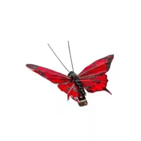   Dekoratív piros pillangó csipesszel – 7 cm, élénk dekoráció virágkompozíciókhoz