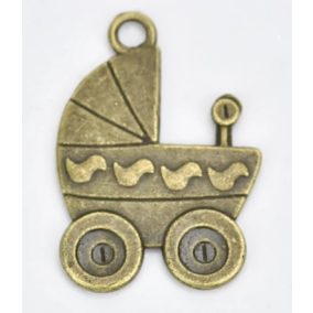 Medál - babakocsi réz színű 2 x 2,8 cm