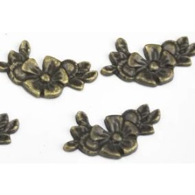Bronz színű virágdísz 1,3 x 2,3 cm 3db/csomag