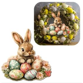 Nyomtatott dekorkarton - Húsvéti nyuszi tojásokkal 8,5 cm