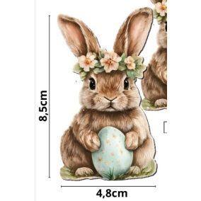 Nyomtatott dekorkarton - Nyuszkó kék tojással 8,5 cm