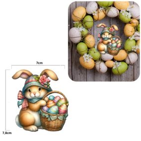 Nyomott díszkarton - Nyuszi kalapban 7,8x7 cm