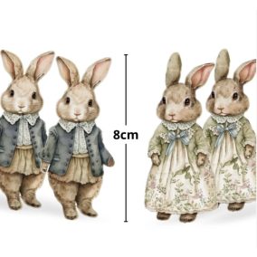 Nyomott díszkarton - Klasszikus nyuszipár 3x8 cm