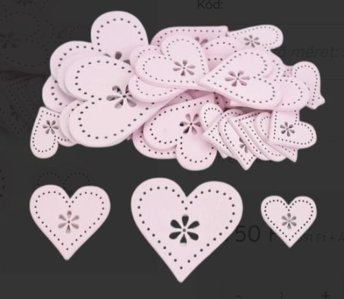 Fa virágdíszes szivek 30 db/ csomag